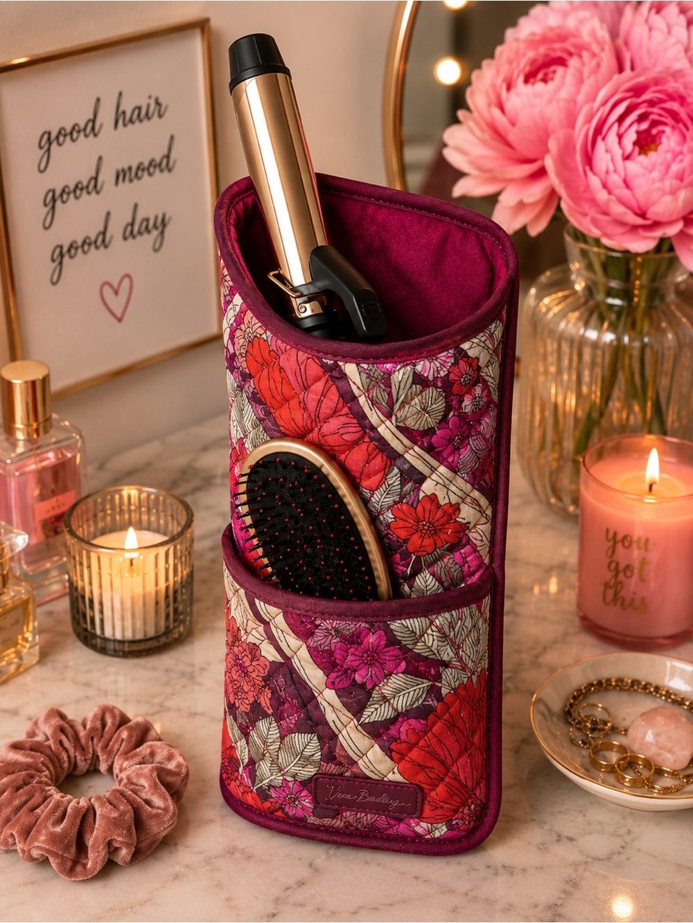 Vera Bradley Bohemian Blooms Quilted Heat Resistant Curling Flat Iron Sleeve